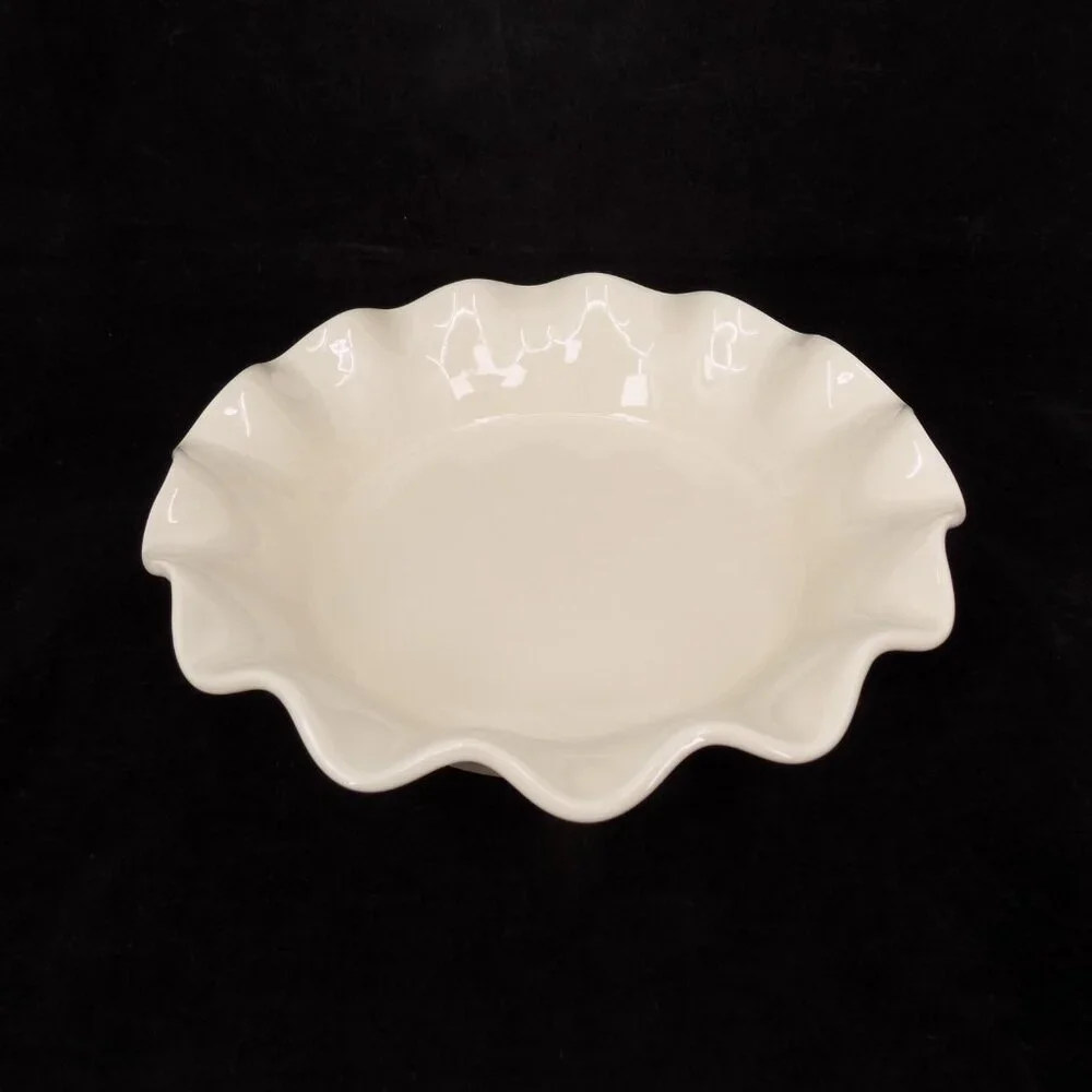 Ashland Thanksgiving Off White Ceramic Ruffled Rim Deep Dish Crimped Pie Plate